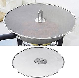 Splatter Screen for Cooking Kitchen- Grease Splatter Guard Screen Splatter Guard Air Fryer Greaseproof Net Splatter Screen Guard Strainer Sir Fryer Cover for Frying Pan, No Cooking Oil Mess No Burns