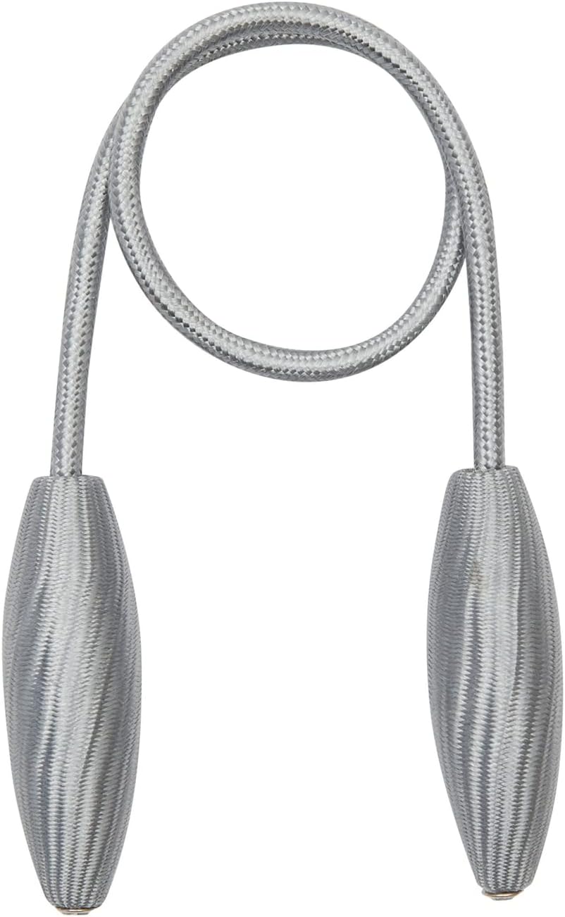 2 Pairs 21-Inch Rope Curtain Tiebacks, Polyester Holdbacks for Drapes with Shape-Keeping Metal Core for Living Room, Kitchen, Dining Room, Bedroom, and Bathroom (Light Gray)