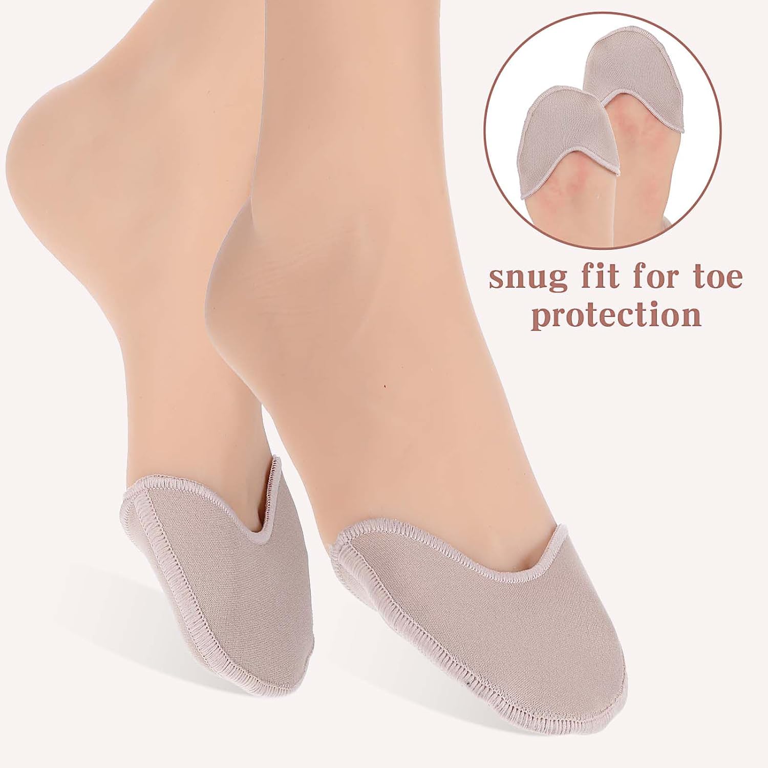 Ymapinc Ballet Toe Pads for Pointe Shoes, Ballet Dance Shoe Toe Protector Accessories Foot Covers for Women Dancers High Heels (SEBS+Knitted Fabric Skin Color) image 4