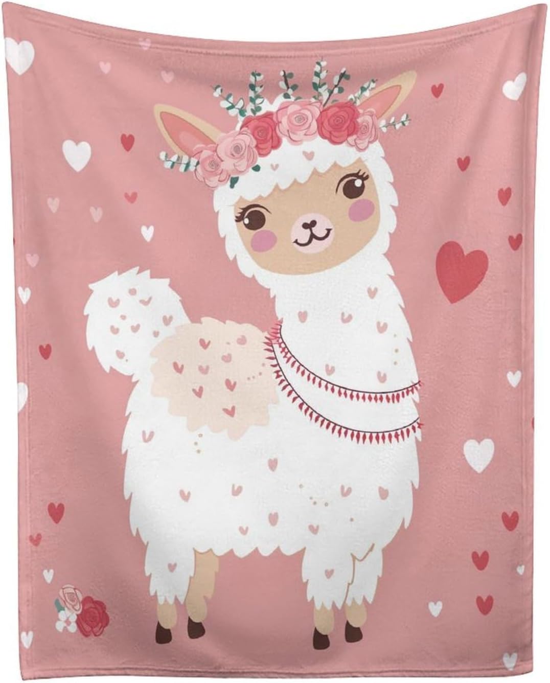 Valentine's Day Llama Fleece Throw Blanket for Couch - Thick Fuzzy Warm Soft Dog Blankets and Throws for Sofa, 40x50 Inches