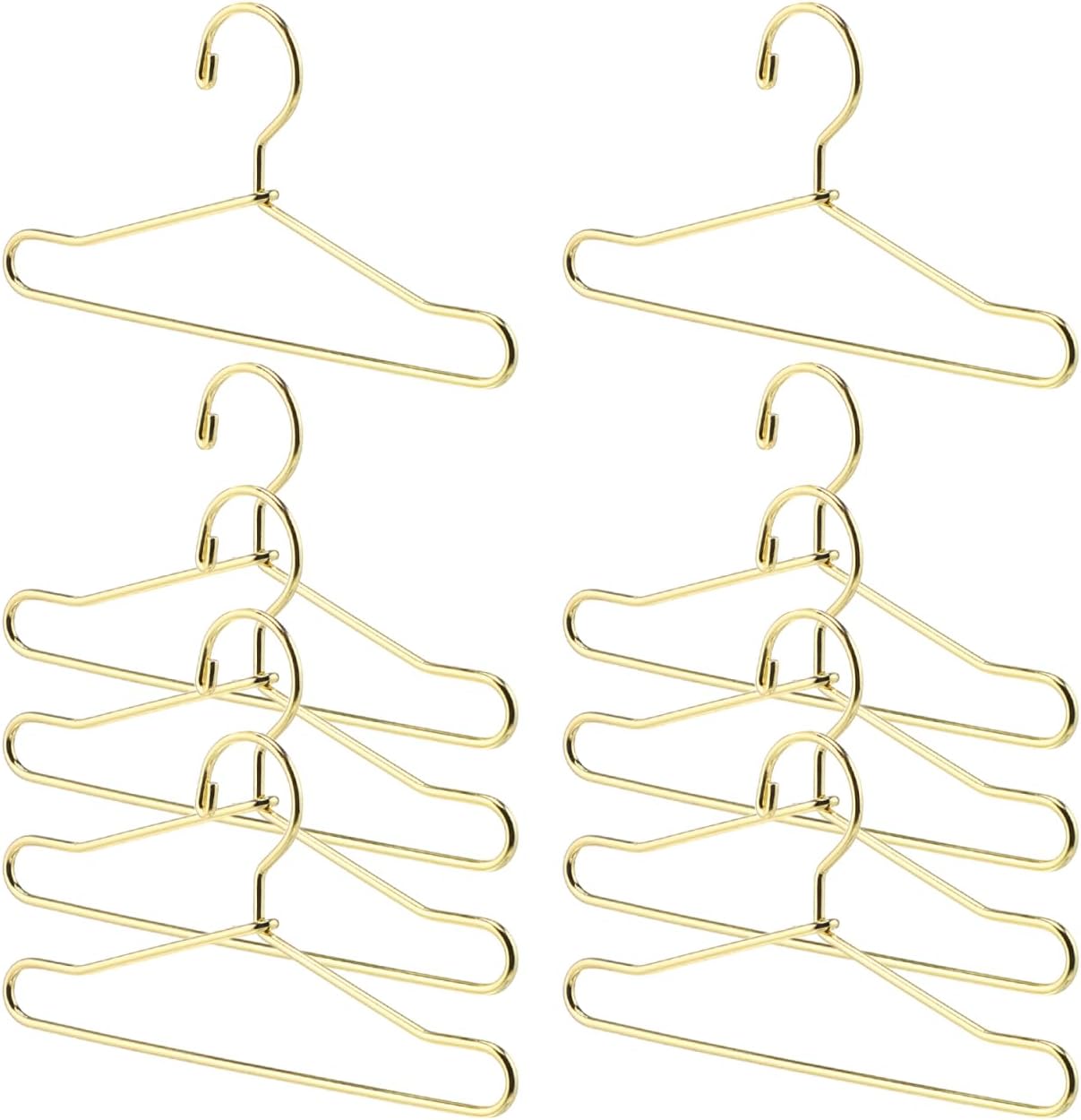 Toddmomy Mini Doll Clothes Hangers: Golden Metal 10Pcs 6.5cm for Miniature Organizing & Displaying Doll Clothes in Dollhouse Wardrobes & Kids Accessories