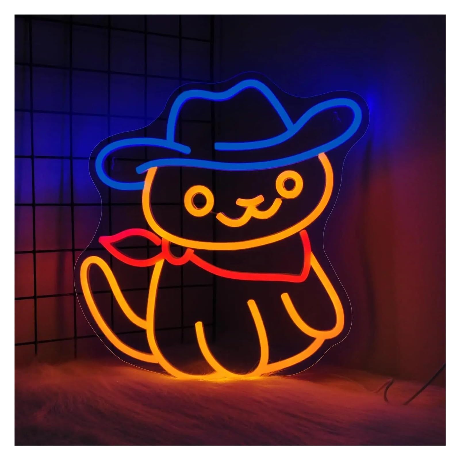 LEMST Sign Lamp Cowboy Cat Neon,Suitable for Game Room, Party and Bar Decoration 35cmx33.5cm