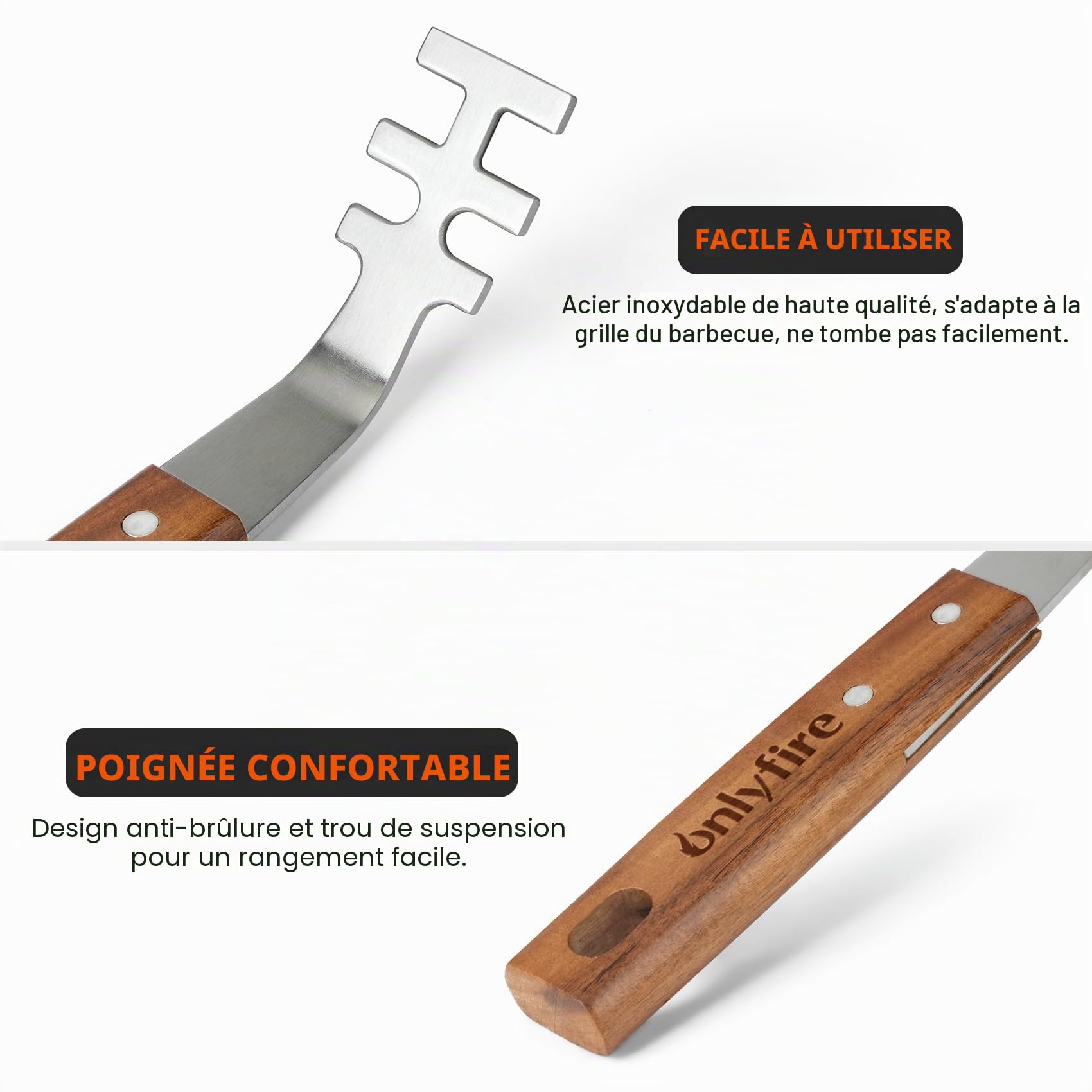 Onlyfire Leve à Grille de Barbecue en Acier Inoxydable - 2 Pièces - Ustensiles Universels pour BBQ