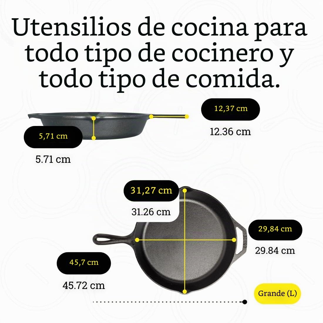 Lodge Juego de sartenes de hierro fundido presazonadas, el juego incluye sartén de 8 pulgadas, sartén de 10.25 pulgadas y sartén de 12 pulgadas, 3 piezas