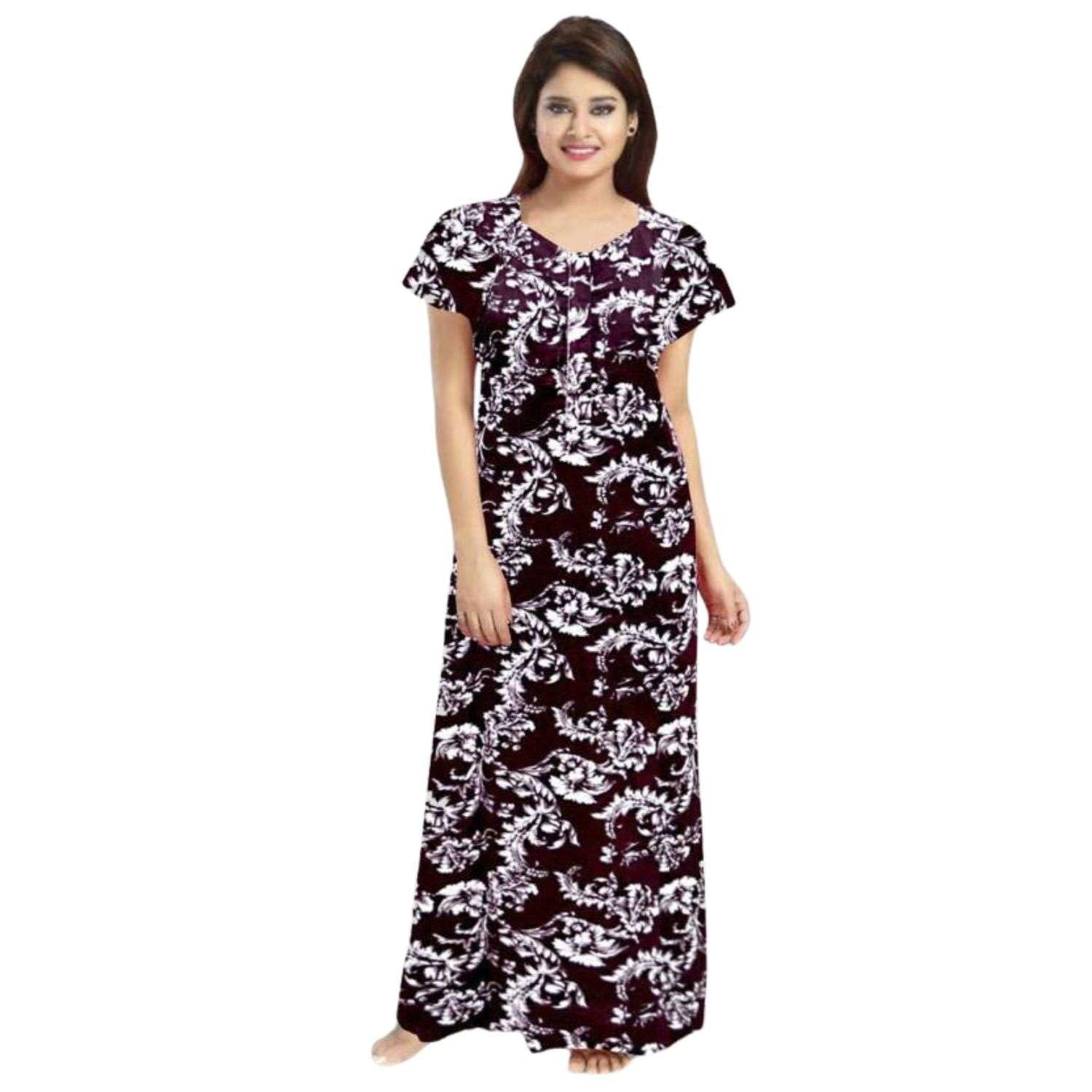 Women Flower Printed Casual Wear Cotton Nighty / Gown_MFNT5004-image-34