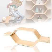 Bookshelf Wooden Divider Bookshelf Desktop Storage Rack Honeycomb Birch Wood Space Saving Storage Shelves Living Room Decor Floor Storage Rack for Books, Plants, Crafts, Vases for Bedroom, Living