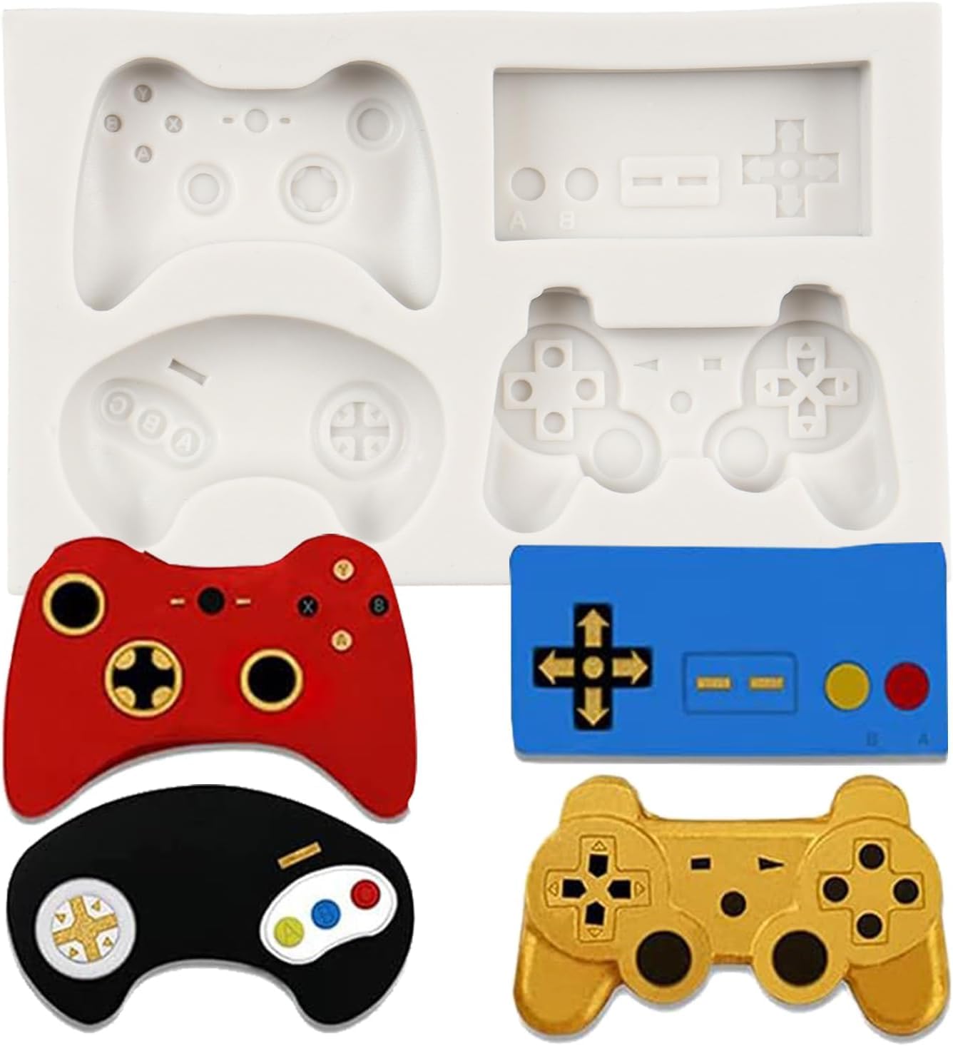 4-Cavity Game Controller Fondant Mould Silicone Candy Molds, Video Gamepad Controller Molds for Chocolate, Candy, Cake Decoration, Cake Pops, Resin Game Theme Party Ideas Favors Supplies.-image-35