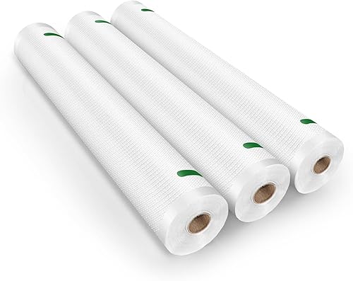 MAGIC SEAL Bolsas selladoras al vacío, 3 rollos de bolsas texturizadas de sellado al vacío de 10 pulgadas x 16.4 pies para almacenamiento de