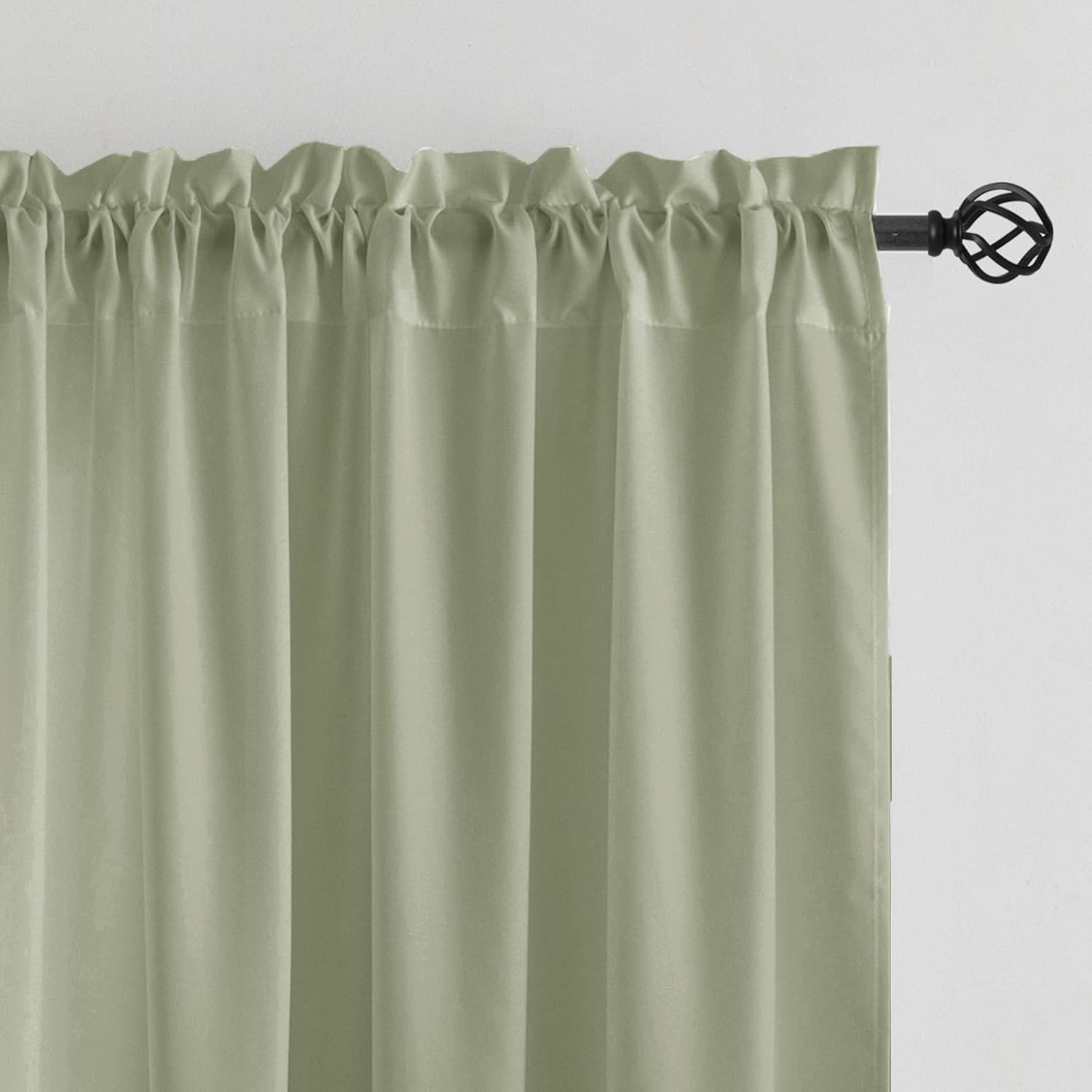 Anmao Non-See-Through Sage Green Privacy Semi Sheer Curtains for Living Room 90 Inch Length 2 Panels Set, Light Filtering That Let Light in Rod Pocket Window Drapes for Bedroom, 52W x 90L, Sage