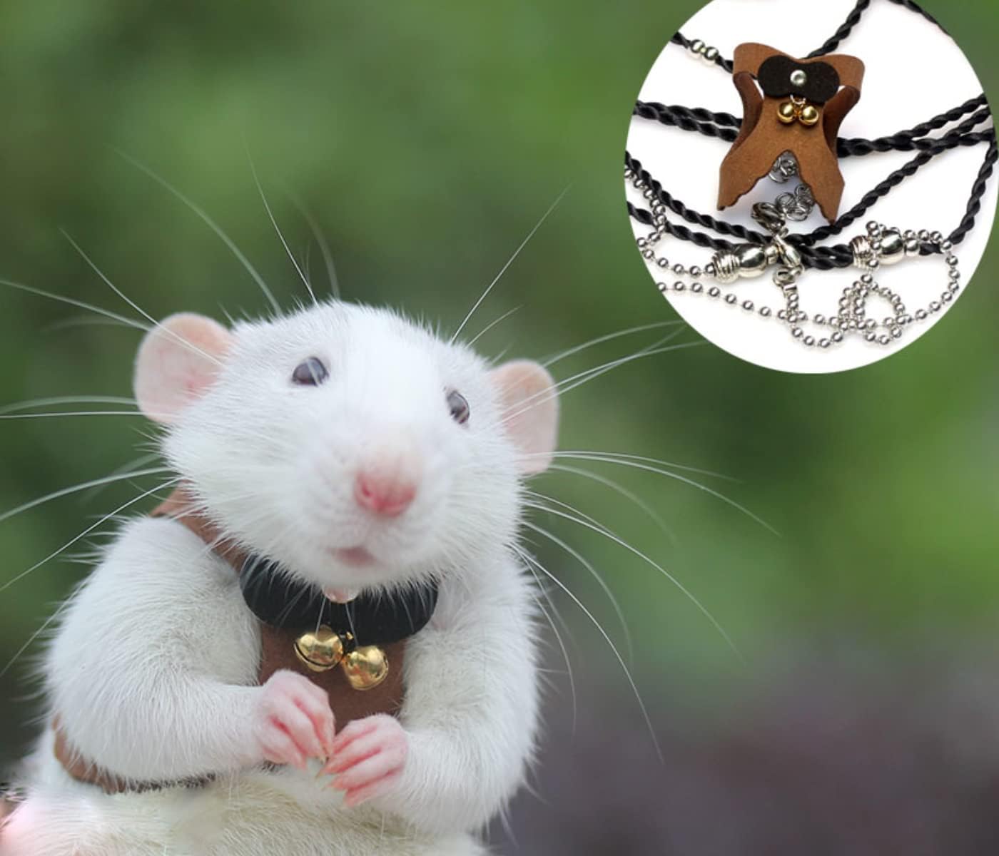 Chipmunk Traction Rope Strap Anti-Biting Chain Rope, Adjustable Vest, Small Animal Walking Harness with Lead Leash for Hamster Gerbil Rat Mouse Ferret Chinchilla (Brown)
