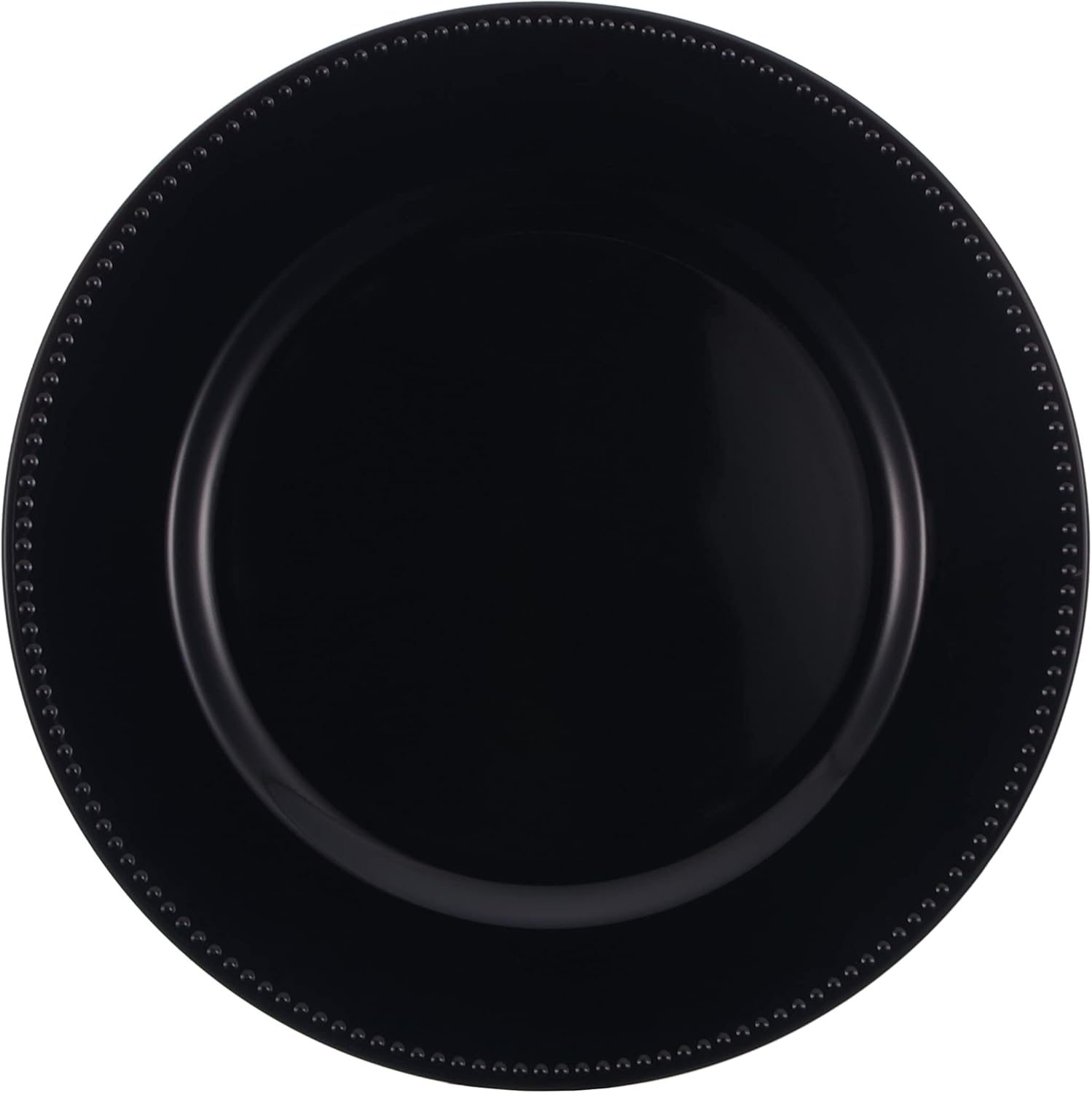 Beaded Round Charger Plates Premium Quality, 12 PACK (black)