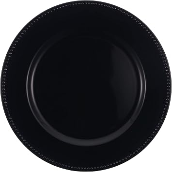 Beaded Round Charger Plates Premium Quality, 12 PACK black