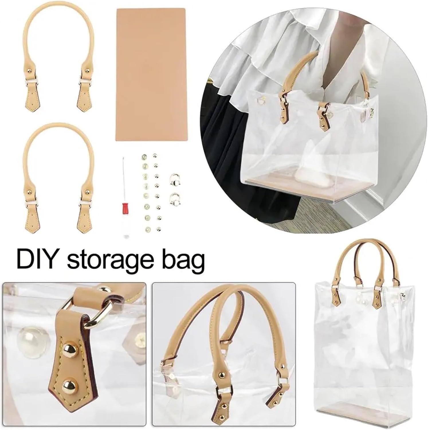 Clear DIY Tote Bag Making Kit Waterproof PVC Transparent Handbag Craft image 5