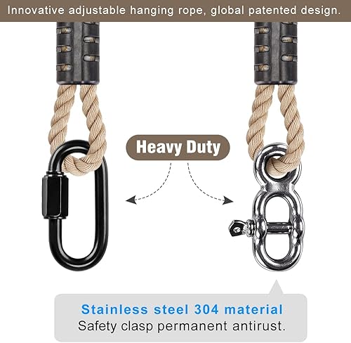 Miniatura 3 de SELEWARE Kit de cuerda para colgar con correas de árbol, cuerda ajustable rápida y fácil de colgar, hamaca para interiores y exteriores, ramas de