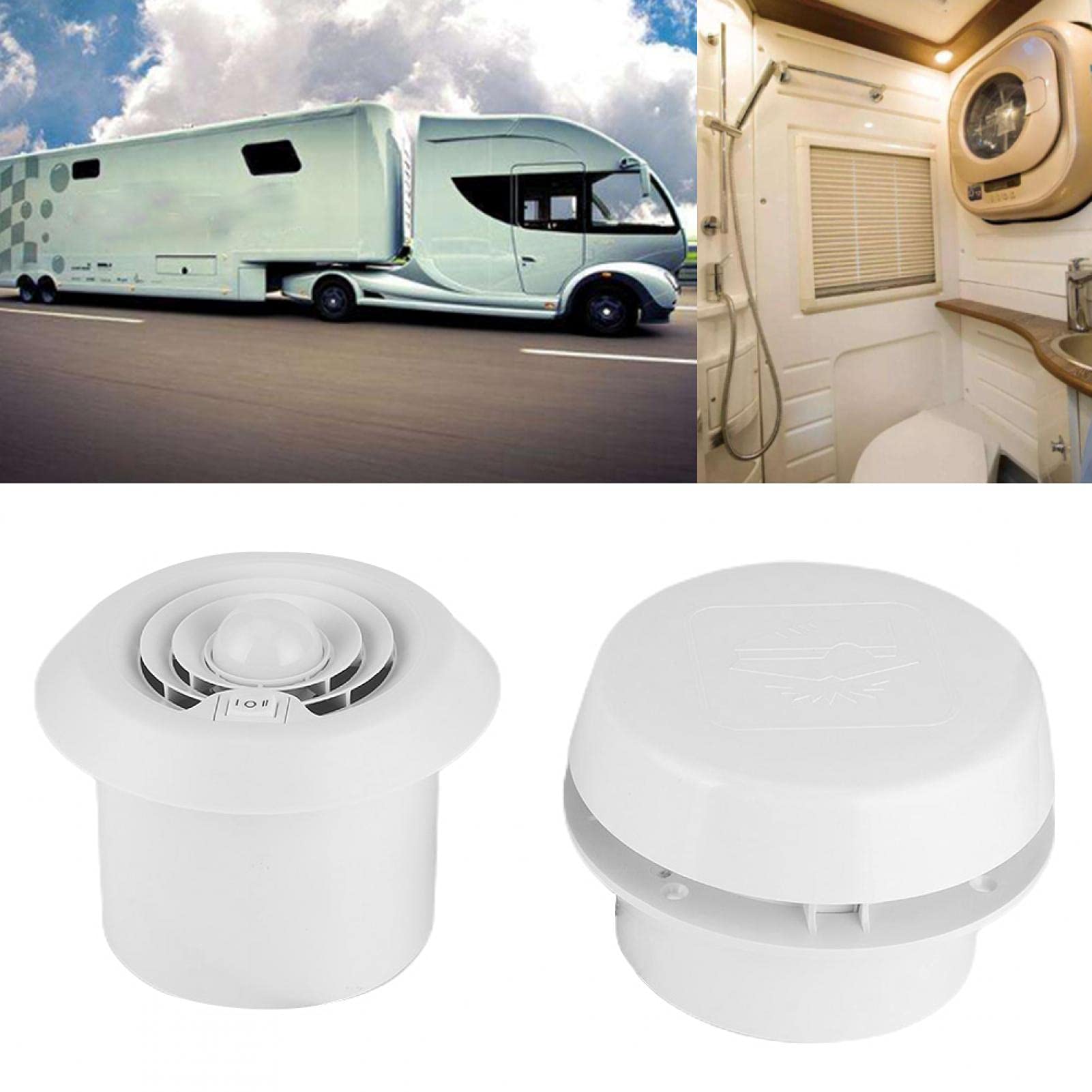 OUKENS Ronde Ventilateur de toit, grille de ventilation de plafond d'air LED 5000R/min pour camping-car caravane de voyage ventilateur 12v camping car