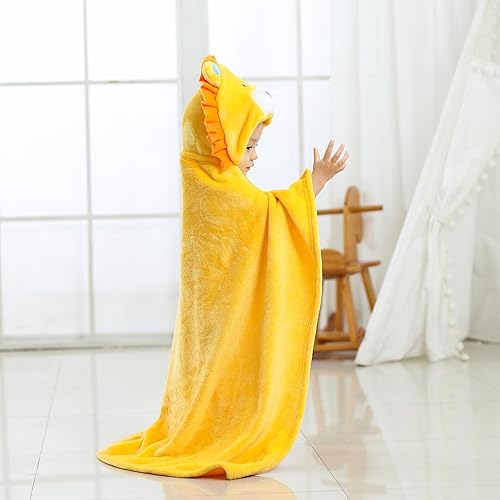 Miniatura 7 de TONWHAR Manta con capucha de cara de animal para bebés y niños de 0 a 4 años, manta de felpa para después del baño