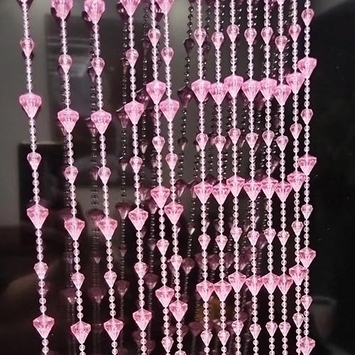 ave split Beaded Curtain Doorways Acrylic Hanging Door Beads String Curtains Tassel Room Divider Screen Decor for Doorway Window Living Room Wedding 053dzs (Pink) - Pink