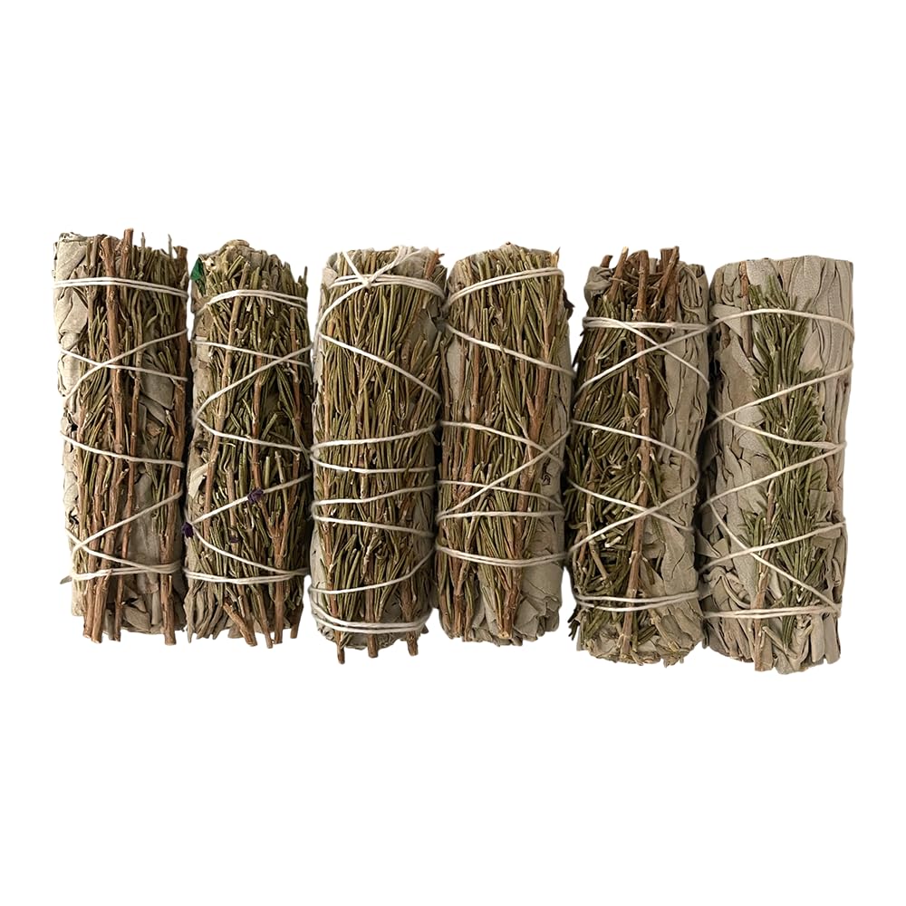 Smudge Stick, White Sage and Rosemary 4", Pack of 6