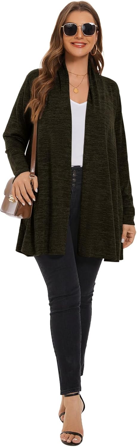 LARACE Open Front Cardigan for Women with Pockets Knit Sweater Plus Size Long Sleeve Tops Fall Clothes Loose Outwear - Image 7