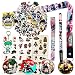 My Hero Academia Stickers Gift Set - 73 Pcs Anime Cartoon Laptop Stickers, 30 Postcards, 1 Midoriya Izuku Keychain, 4 Button Pins, 1 Pen, 1 Cute Adhesive Tape for MHA Fans