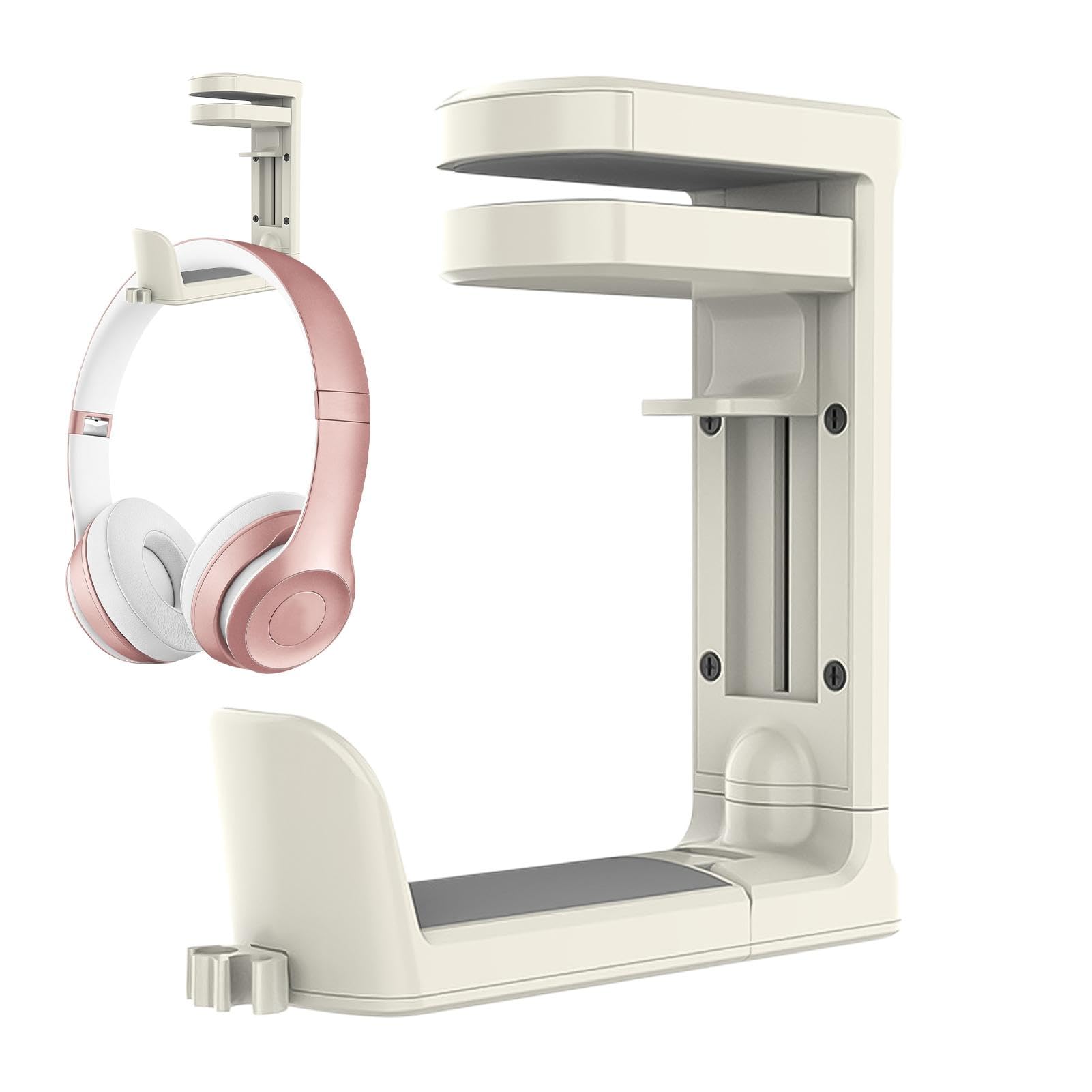 Accessoire Gamer Ergonomique Support Casque Gaming Pliable - Fixation Bureau, Pivotant 360° - Pour Casque Et Câbles, Noir Porte Casque Bureau Réglable