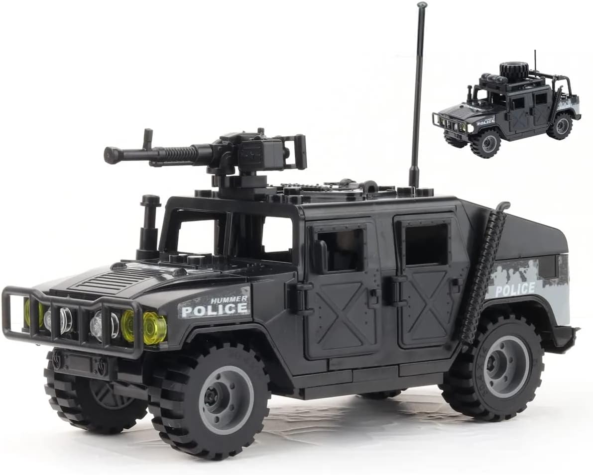 DOUBLEEAGLE IMDUSTRY(CHINA)LIMITED Military Vehicle Building Toy for Age 6+, Army Car Model with 6 Soldier Figures, Building Block Toys Gifts for Boys
