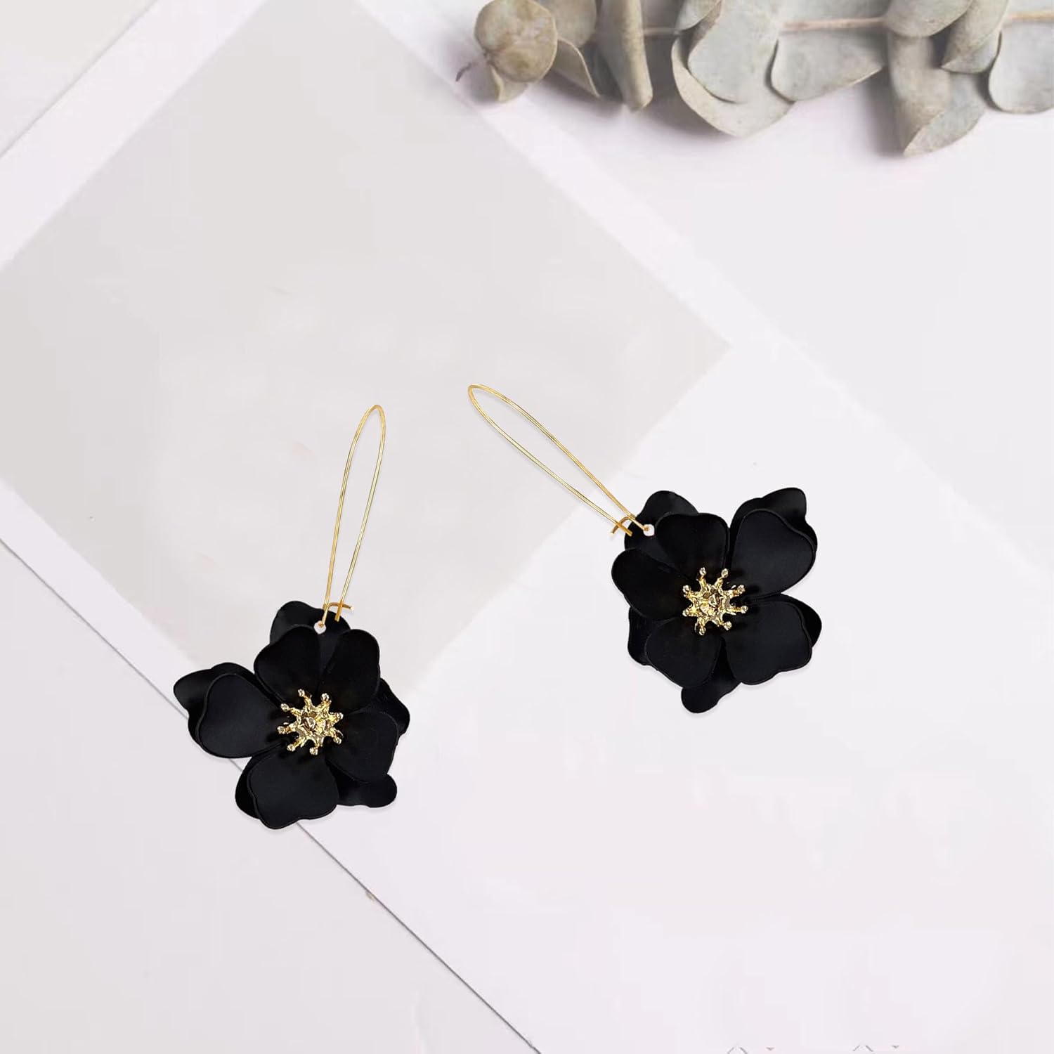 YUNXI Unique Boho Flower Dangle Earrings Exaggerated Layered Floral Petal Drop Dangle Statement Stud Earring for Women Jewelry with Box - Image 6