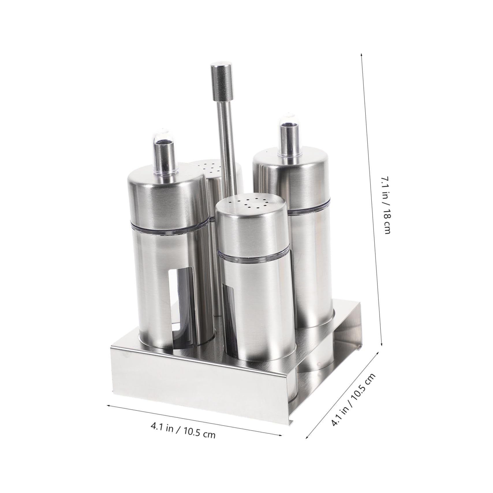 Gatuida Contenedores de Condimentos Botellas Transparentes Juego de 4 de Acero Inoxidable Diseño Extraíble y Base para Cocina en Casa para Sal, Pimienta y Vinagre