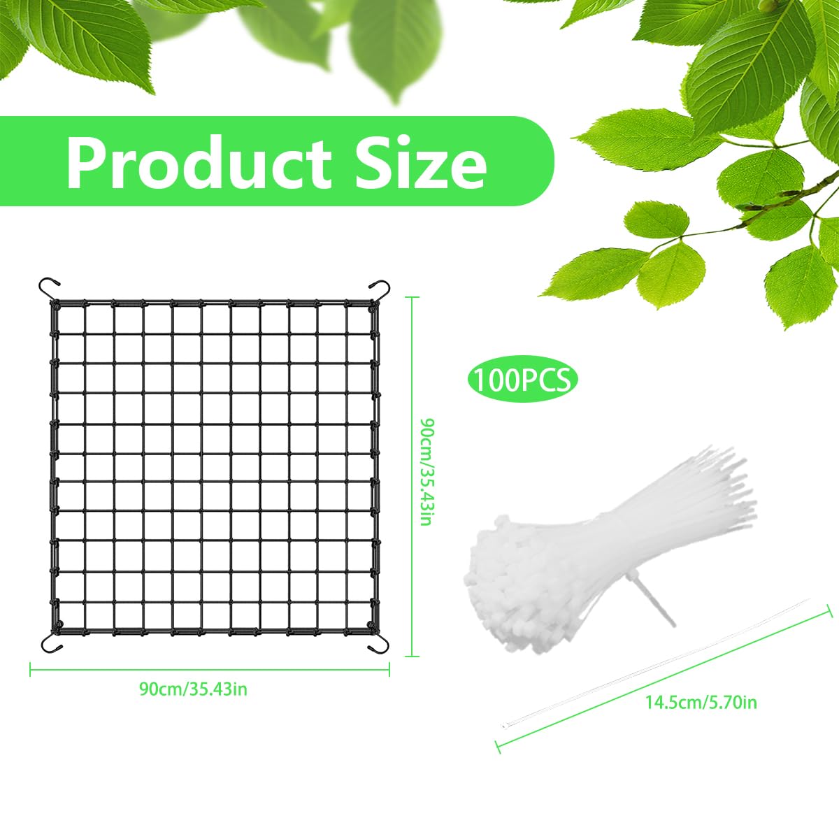 Rete A Traliccio 100x100 Cm, Rete Scrog Con Ganci, Rete Per Piante Resistente Per Tenda Da Coltivazione Rete Di Supporto Elastico 2 Pezzi 91662743