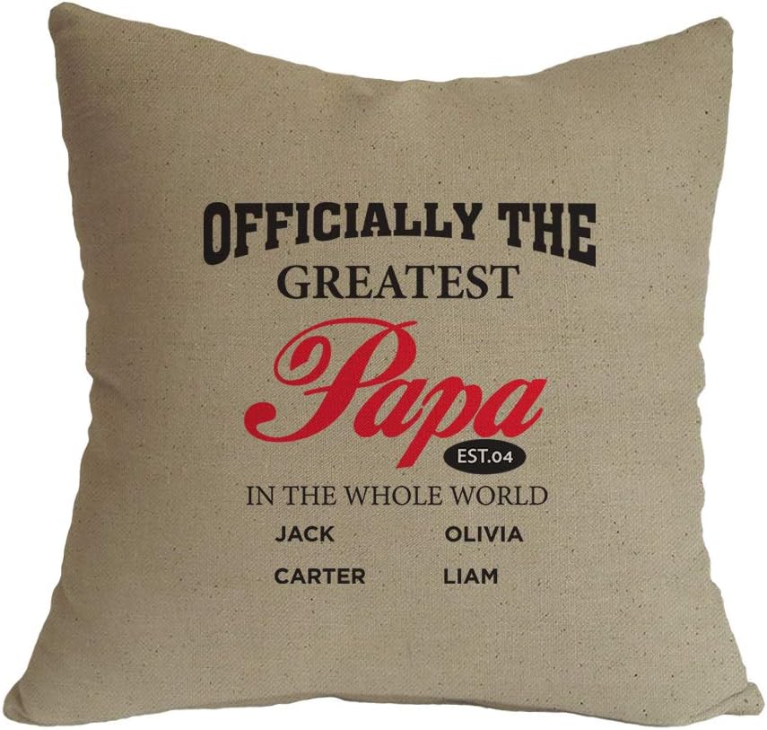 Style In Print Custom The Greatest Papa World Cotton Canvas Decor Pillow Cover - Natural