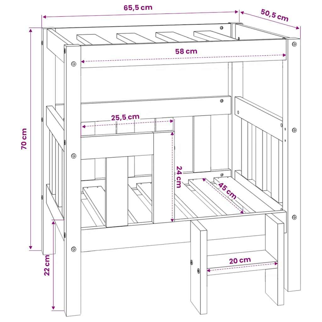 Cuccia per cani in legno di pino massiccio, 65,5 x 50,5 x 70 cm, accogliente letto per animali domestici con cuscino antiscivolo, morbido e delicato sulle articolazioni, per cuccioli, anziani