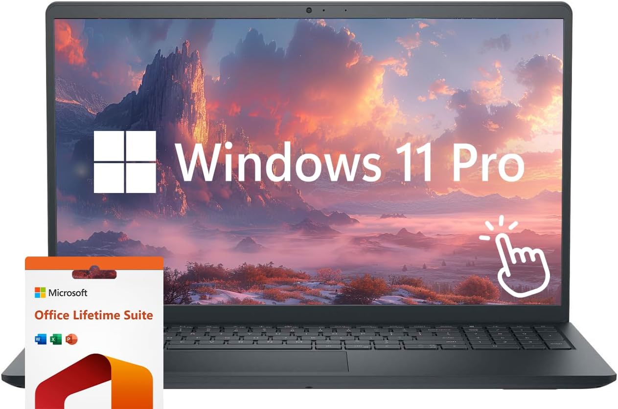 Dell Inspiron 15 Touch Screen Business Laptop Computer, 15.6" FHD LED Laptop, Intel Core i5-1235U Processor, Windows 11 Pro 32GB RAM 1TB SSD, Microsoft Office Lifetime Suite, Carbon Black