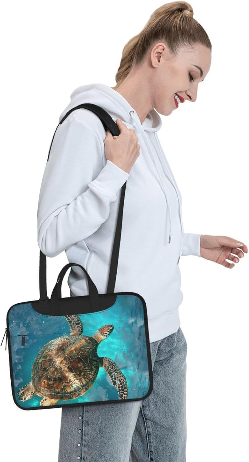 Tortoise Pattern Laptop Bag Triple Layer Protection Shockproof Crossbody Laptop Shoulder Bag for Women Men