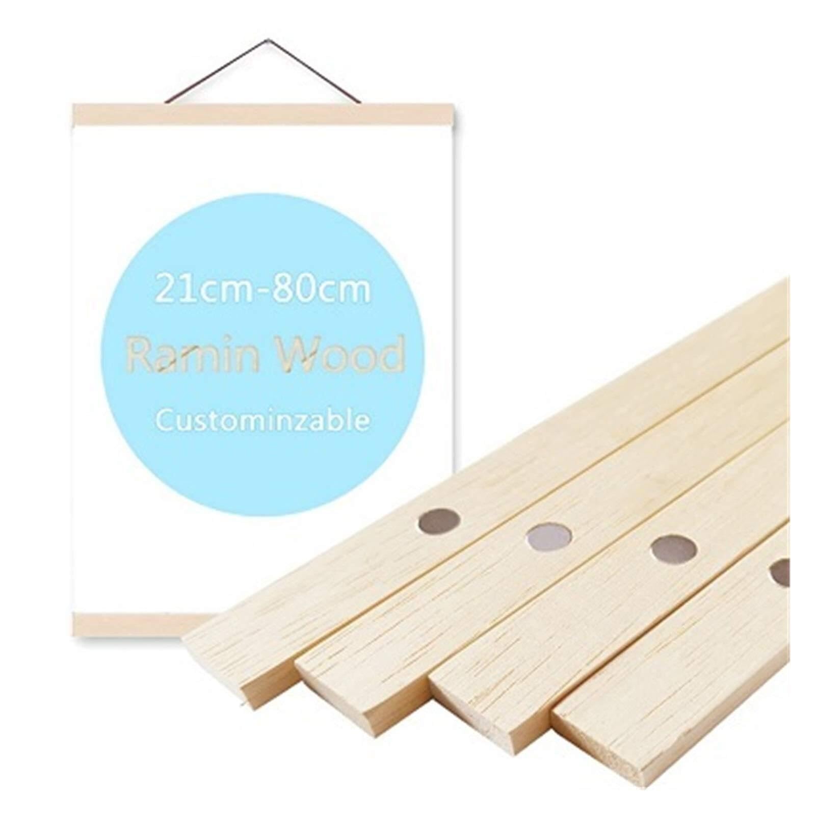 Photo Frames Magnetic Poster Hanger Frame Teak Wooden Natural Painting Photo Canvas Wall Art Craft(Pine Wood,21cm)