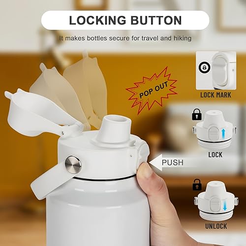 Miniatura 2 de Tapa de boquilla para botella YETI Rambler, sin BPA, tapa ideal para YETI, se adapta a botellas de 18, 26, 36, 64 onzas, tapas de repuesto con botón