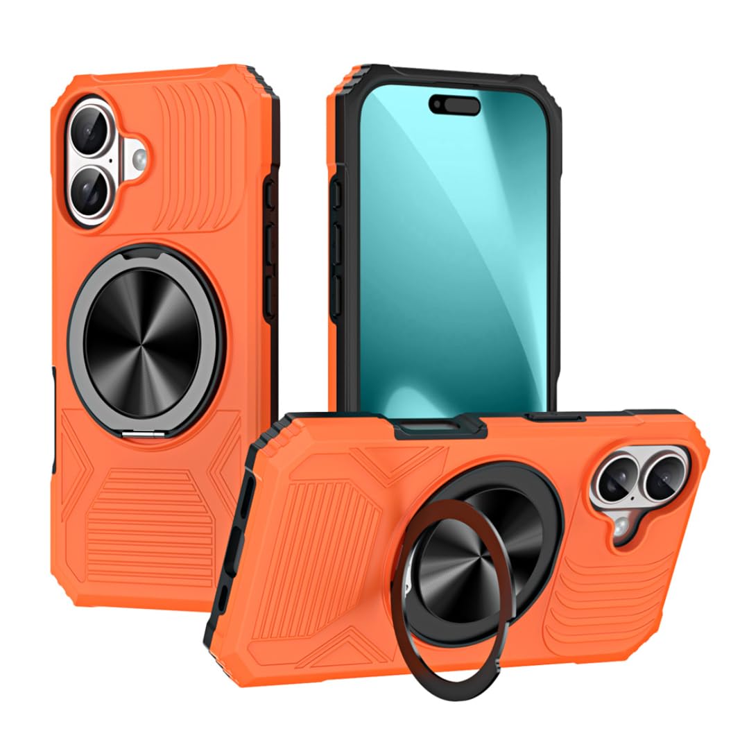 Coque magnétique pliable iPhone 15 orange antidérapante antichoc - 8
