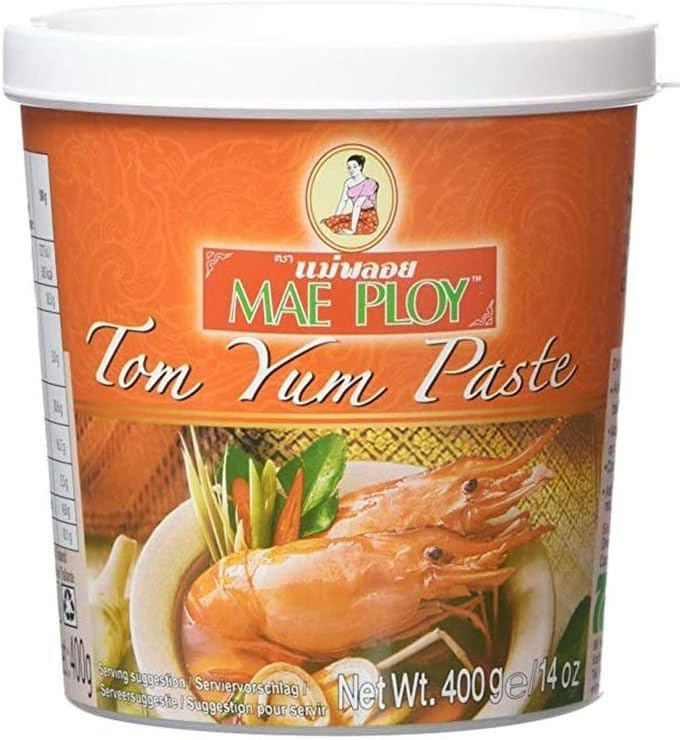 Mae Ploy Tom Yum Paste | Colourful and Spicy Aroma | Perfect for Thai Cooking | Add to Meat, Seafoods or Vegetables | Product of Thailand | Wake Up Your Taste Buds | 400g Pot