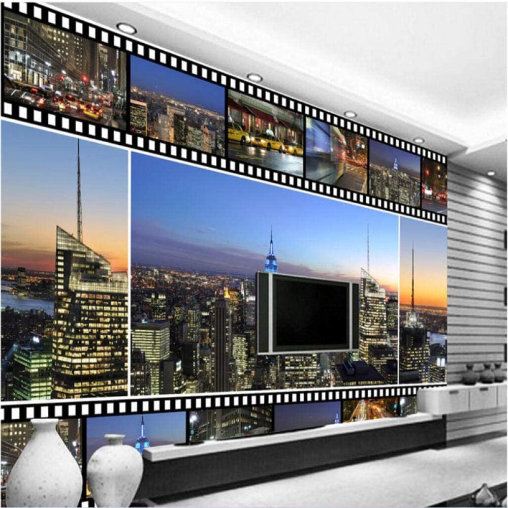 Carta Da Parati Murale Autoadesiva 3D Scena Notturna Della Città Di Film Retrò Wall Art Camera Dei Bambini Ristorante Bar Negozio Soggiorno Camera Da Letto Poster Da Parete Decorazion 250(L)x175(H) cm