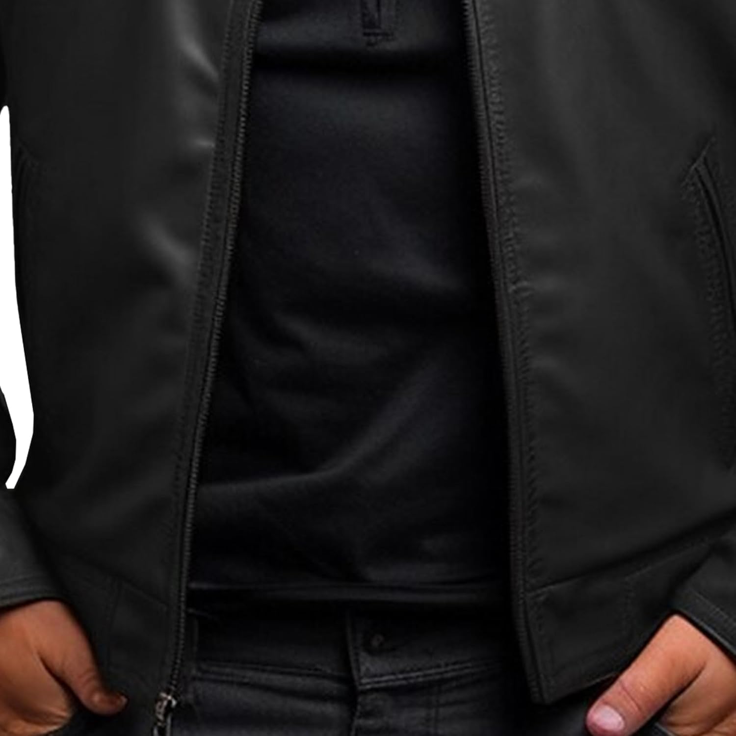 Mens Slim Stand Collar Faux Leather Jacket Long Sleeve Zip Up Biker Jackets Full Zipper Sports Coats Fall Outwear