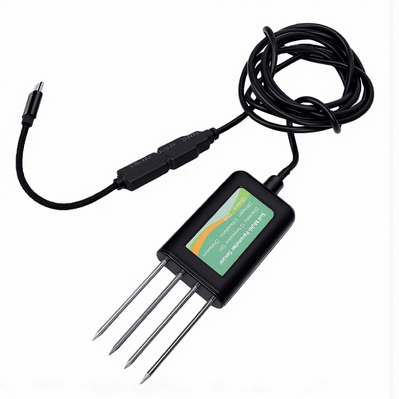 Asixxsix Medidor de humedad del suelo, IP68 Diseño a prueba de agua Probador de suelo Analizador de portátil Temperatura NPK EC Salinidad Humedad y PH Medidor de pH del