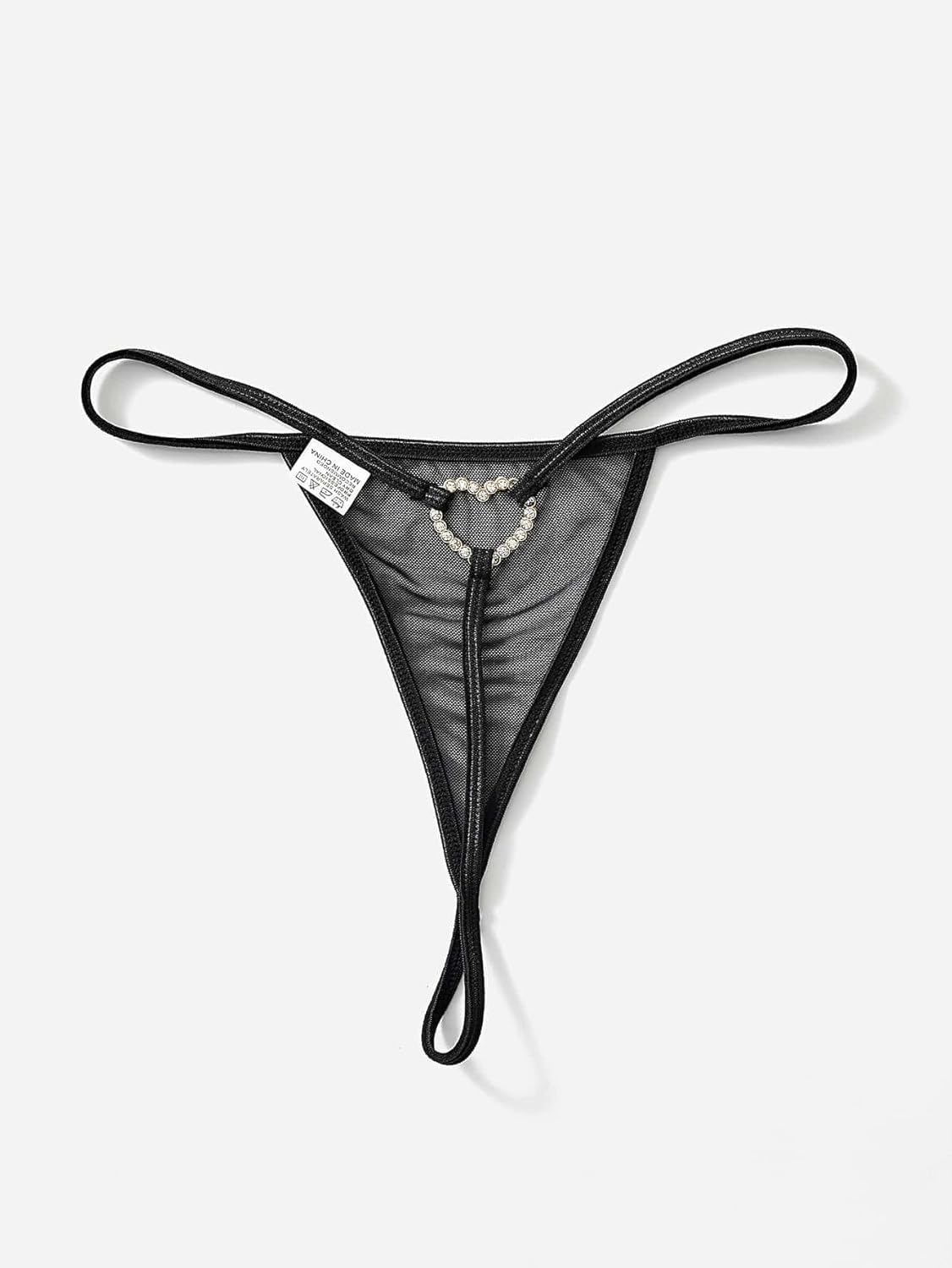 Verdusa Women's G String Thongs Rhinestone Mid Rise Mesh Thong Underwear Hipster - Image 3