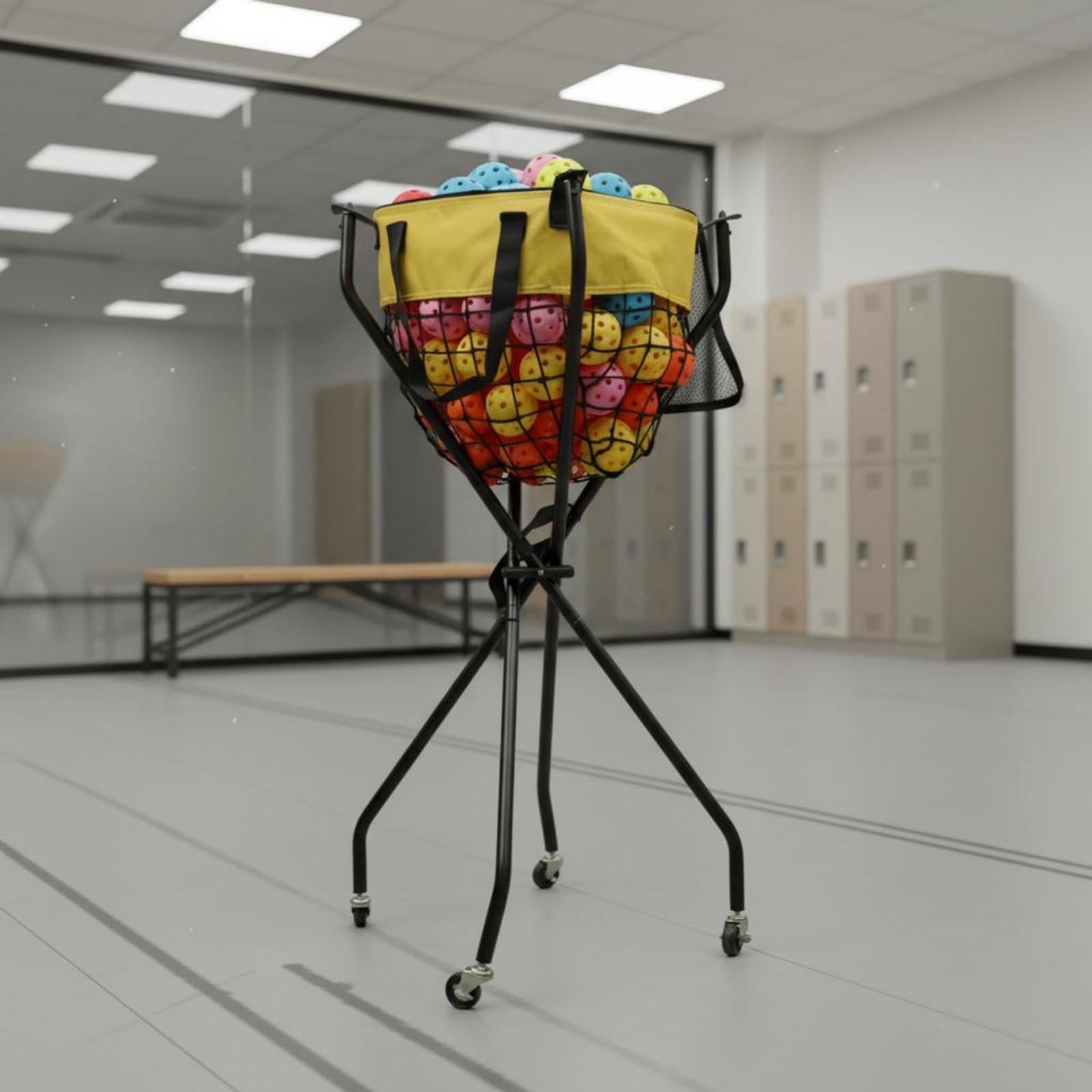 Carrello Portapalline da Tennis Portatile Organizer Sportivo Pieghevole Leggero Attrezzatura Sportiva per Allenatori, Istruttori