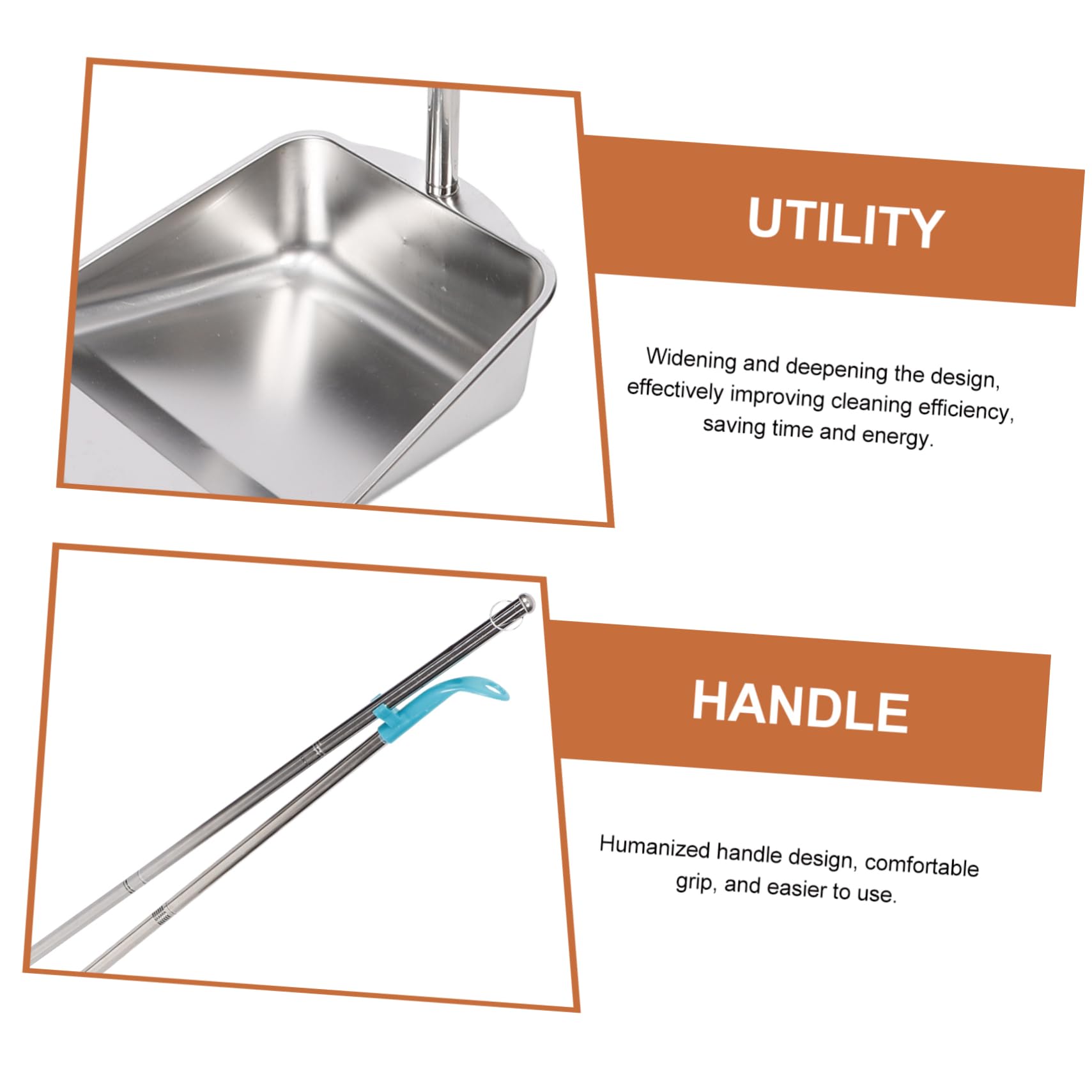 ULTECHNOVO Besen Kehrschaufel Edelstahl Haushalt Mit Langem Griff Ergonomisch Stabil Für Fliesen Boden Reinigung Geeignet College Dorm Essentials