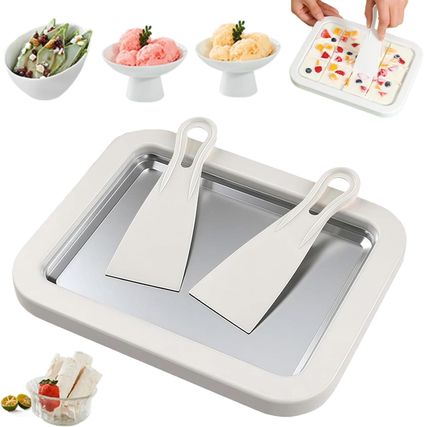 At-Home Rolled Ice Cream Maker Kit with 2 Scrapers, DIY Tray for Soft Serve, Slushies, Frozen Yogurt, Sorbet, and Gelato-image-18