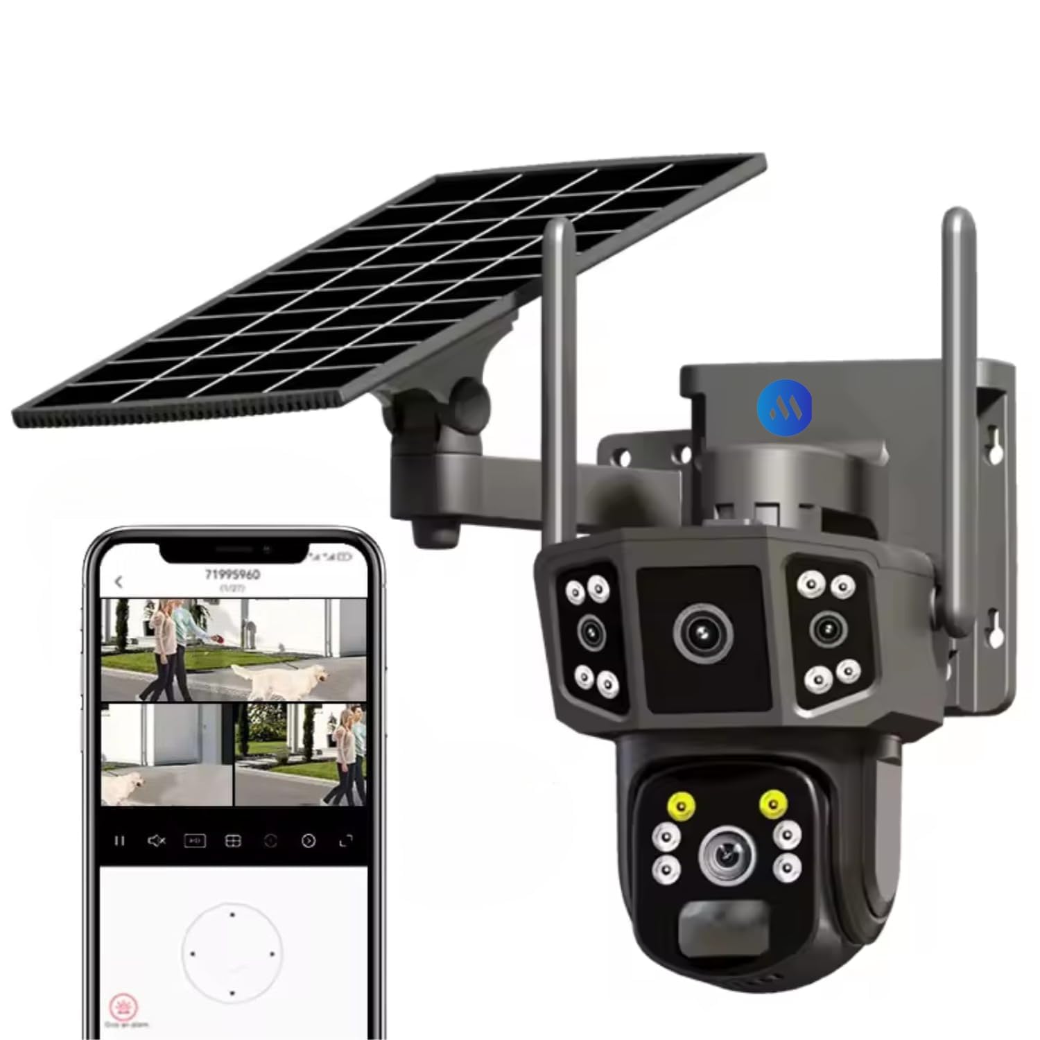 Maizic Smarthome Tricams 4G Solar 3in1 Outdoor CCTV Camera 3 Lens 3 Screen 2K Resolution IP66 PTZ Function, 360 Degree View, 2 Way Talk, Color Night Vision (Black tricam) (B0D9S18JG2) Amazon Price History, Amazon Price Tracker