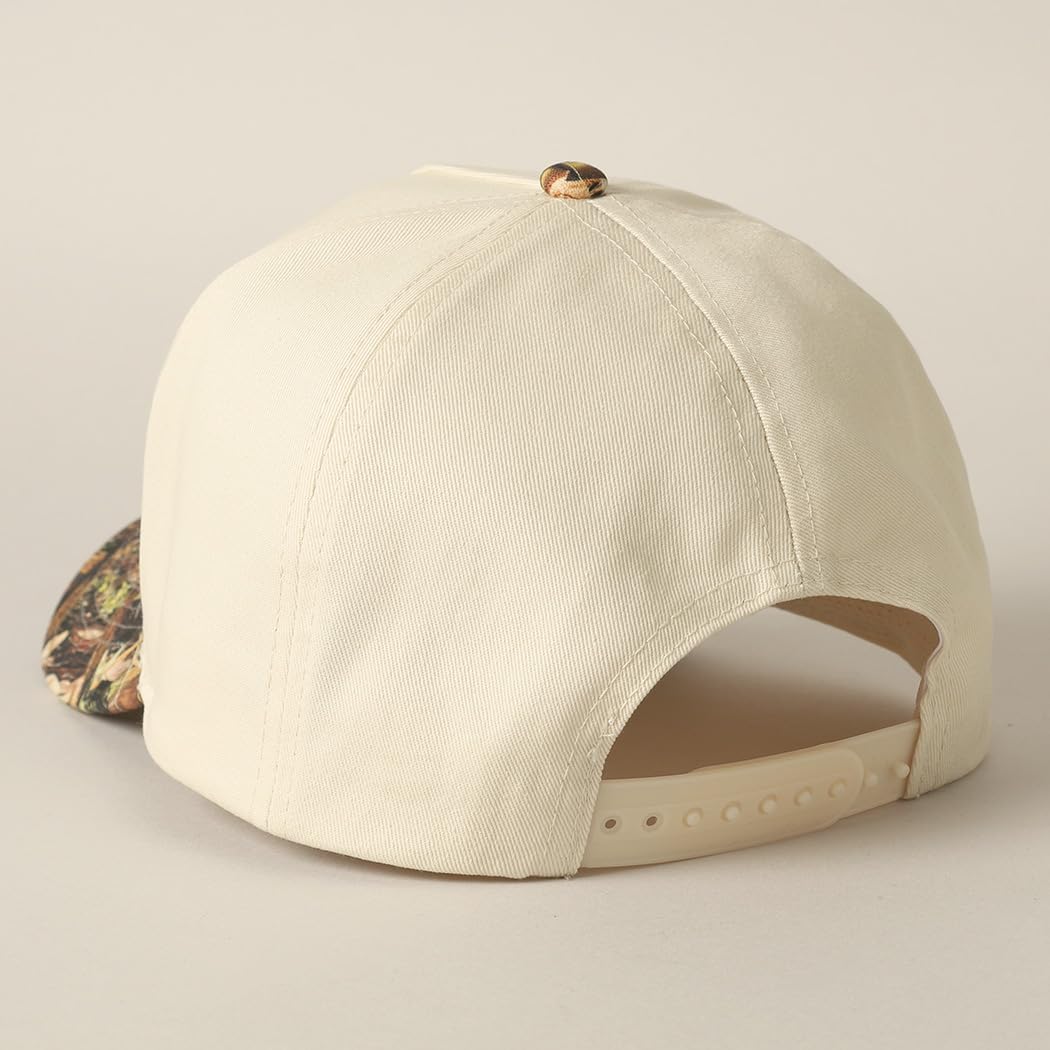 MIRMARU 5-Panel Embroidery Two-Tone Trucker Hat with Designed Camo and Floral Brim