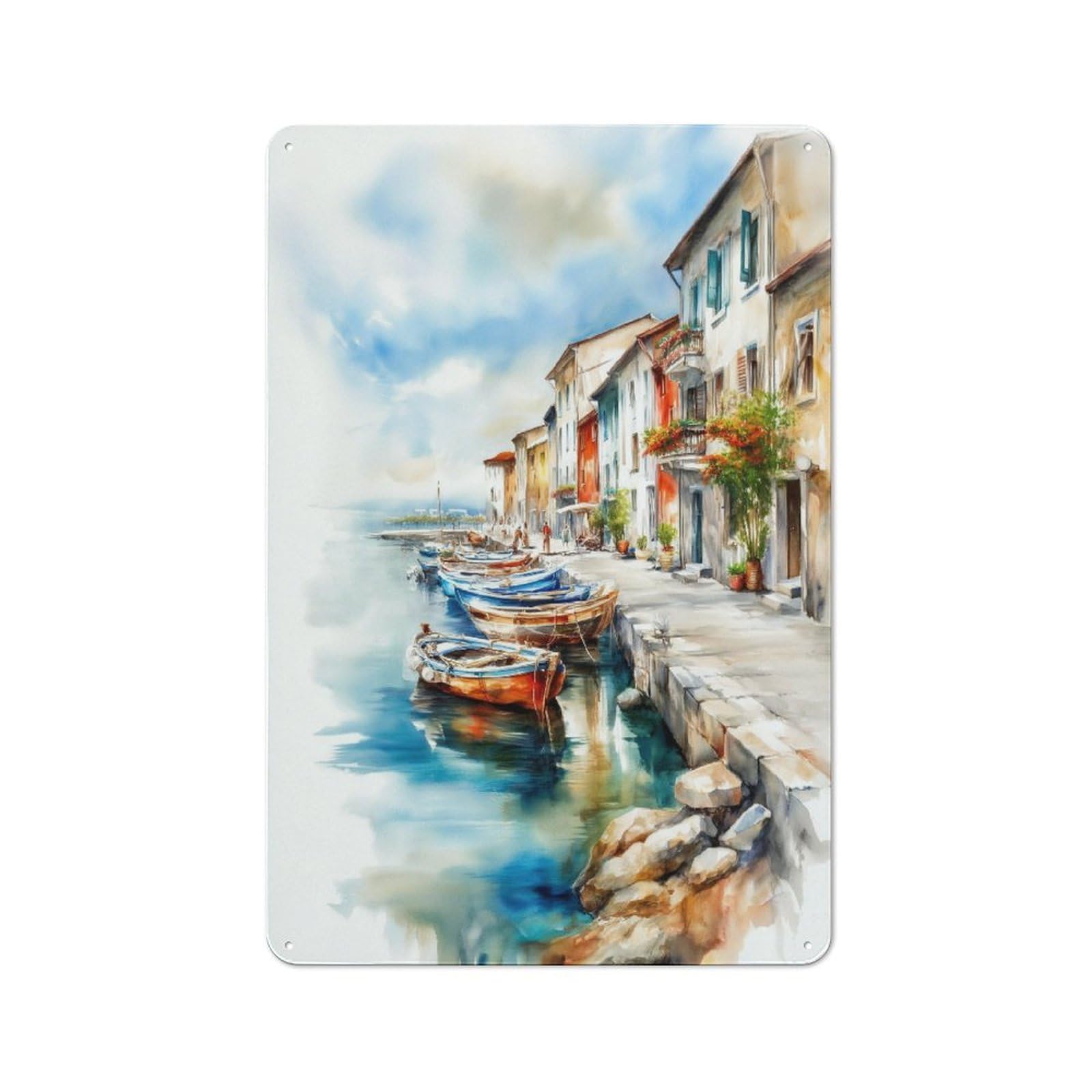 Junmoney Coastal Harbor Serenity Tin Sign 30X20cm For Workshop Wall, Rustic Wall Decor, Suited To Workshop Decor Fans