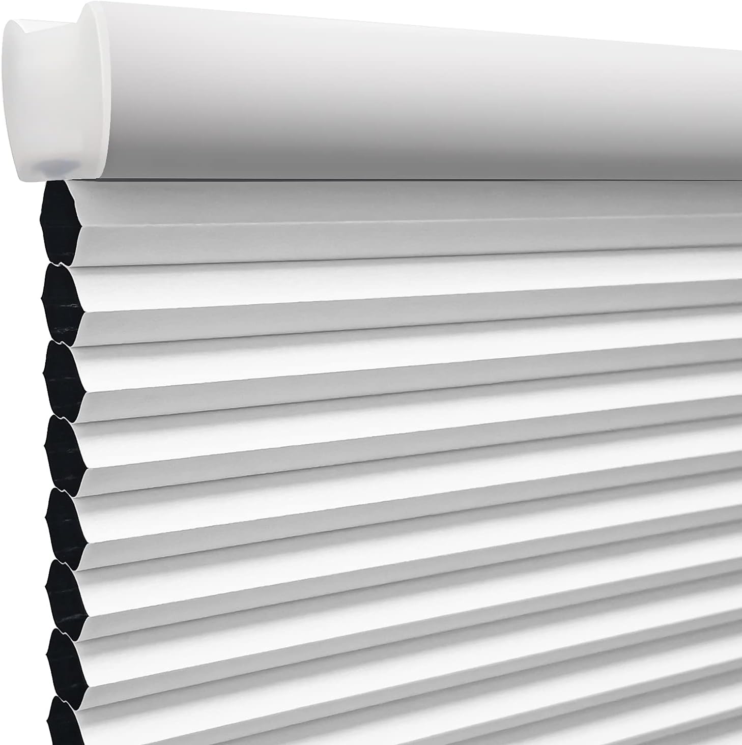 Cordless Cellular Shades Blackout Window Blinds Easy to Install Pull Down Shades Heat Insulation Honeycomb Blinds for Home (White,32" W X 64" H)