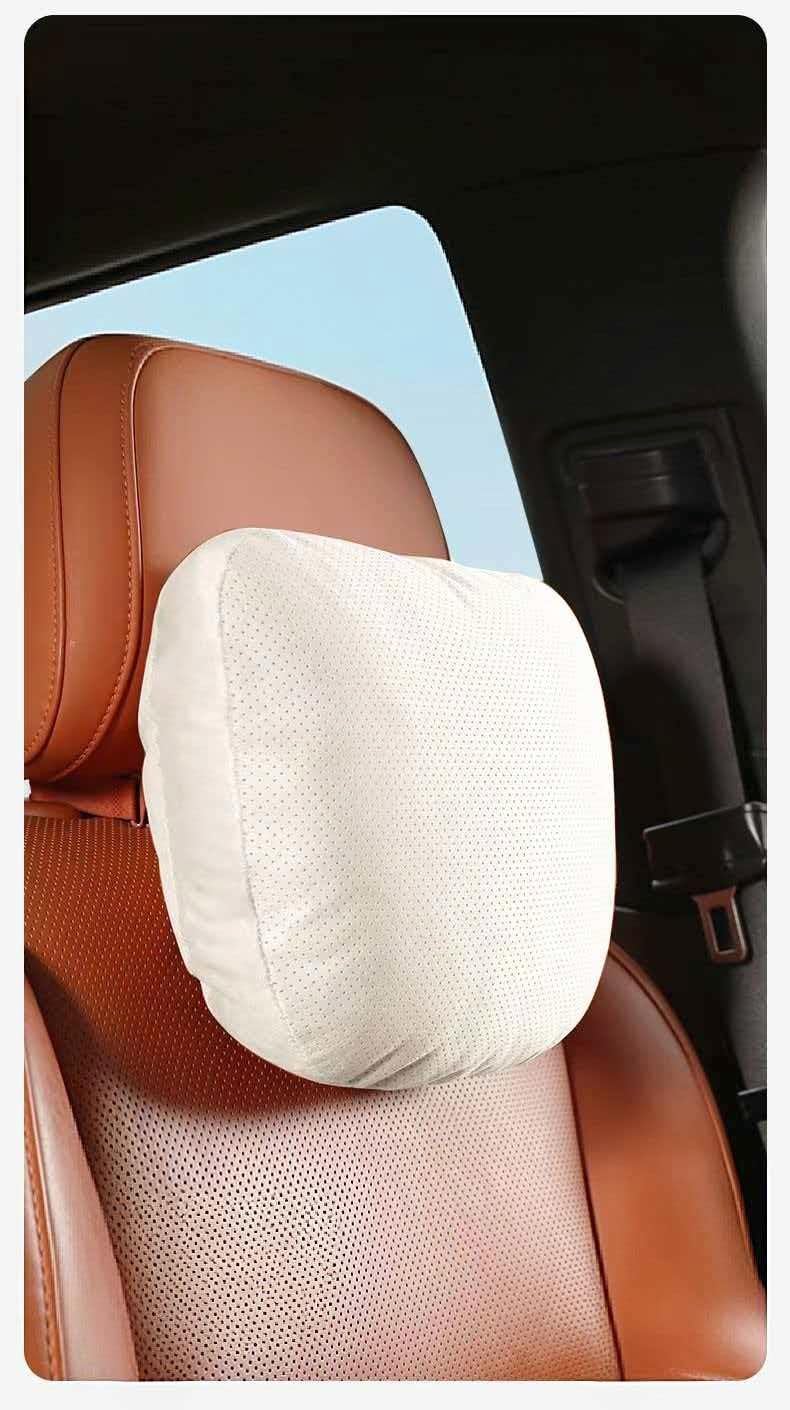 Coche Almohada de Soporte Lumbar del y Kit de Almohada del Cuello del Coche para Nissan Sylphy (B17) 2012 2013 2014 2015 2016 2017 2018, Tela Ante Premium,Beige