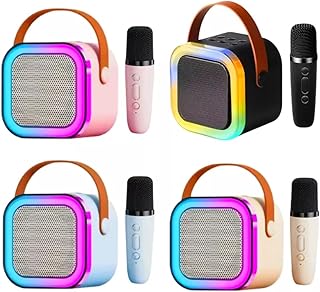 Caixa de som karaoke bluetooth com microfone led rgb portátil